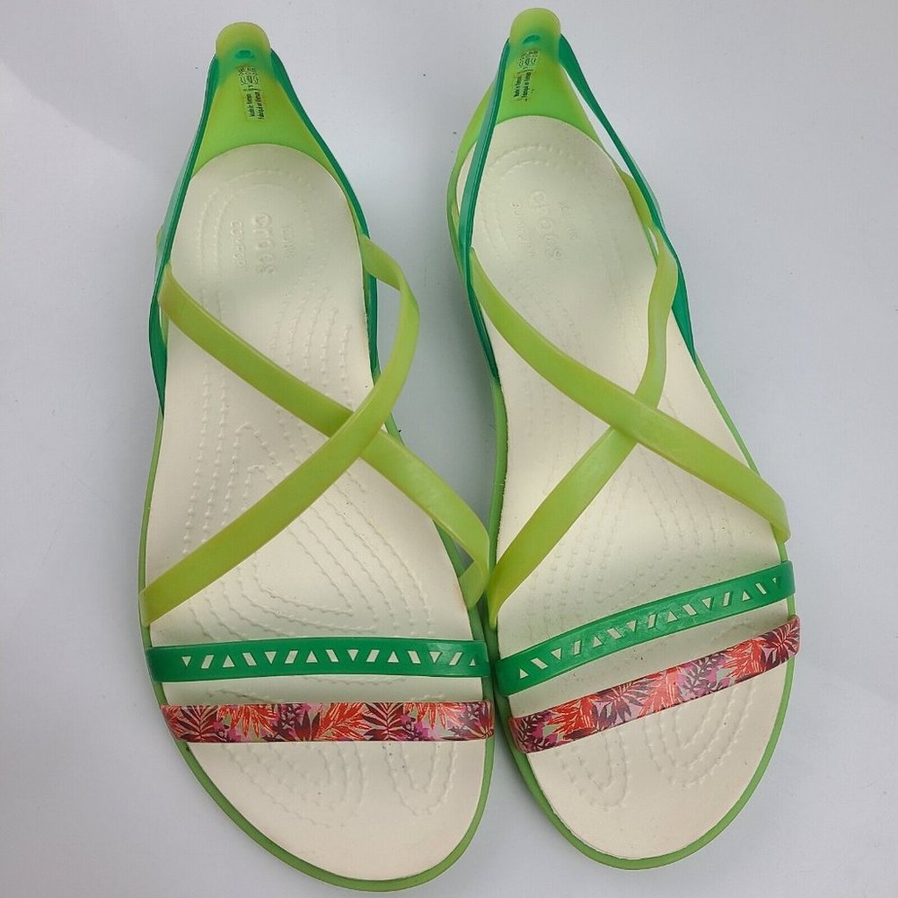Crocs Isabella Iconic Comfort Strappy Jelly Mint Green Womens Sz 6 Sandals Flats